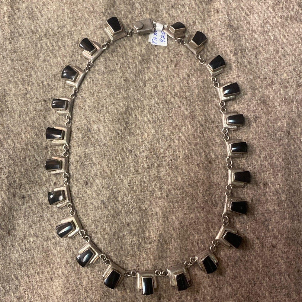 Vintage Taxco silver and onyx necklace